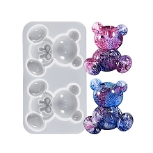 Honeyhandy Keychain Charms Silicone Molds, Resin Casting Molds, for UV Resin, Epoxy Resin Jewelry Making, Bear Pattern, 68x120x18mm, Inner Diameter: 54x54mm