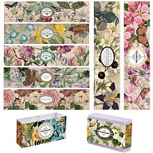 PandaHall Elite 90pcs Vintage Flower Wrapper Tape, 9 Styles Handmade Crafts Band Label Paper Tape Wrap Label Tape Vertical Tag Sleeves Covers for Handmade Soap Lotion Bar Bath Gift Wrapping 8.2x1.9 inch