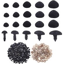 PandaHall Elite 140 Sets Flocking Safety Noses 5 Styles Amigurumi Noses Black Nose Velvet Stuffed Animal Noses with Washers for Teddy Bear Puppets Plush Animals Bears Making 7/10.5/15/18/22mm