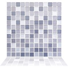 PandaHall Elite 5pcs Peel and Stick Backsplash 3D Mosaic Tile Stickers Gray Removable Self Adhesive Wall Tiles for Kitchen Bathroom Home Decor, 23.5x23.5cm/9.25x9.25