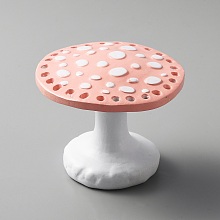 SUPERFINDINGS Mushroom 26-Hole Resin Earring Display Stands, Earring Studs Organizer Holder, Pink, 9x7.2cm, Hole: 4.5mm