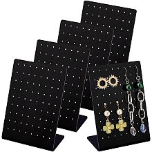 PandaHall Elite 5PCS Black Earring Holder, 72 Holes Acrylic Ear Stud Earring Display Rack Organizer Stand Jewelry Storage Showcase for Retail Selaling Photography Personal, 1.85x3.15x4.33inch