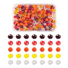 Arricraft 500Pcs 5Colors Electroplate Glass Beads, AB Color Plated, Faceted Rondelle, Clear & Orange & Red & Orange Red & Purple, 6x5mm, Hole: 1mm, 100pcs/Color