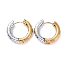 Honeyhandy Two Tone 304 Stainless Steel Hinged Hoop Earrings for Women, Golden & Stainless Steel Color, 6 Gauge, 19x20.5x4mm, Pin: 1mm