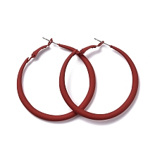 Honeyhandy Alloy Big Hoop Earrings for Women, Spray Earrings with 925 Sterling Silver Pin, Red, 6 Gauge, 50x4mm, Pin: 0.6mm