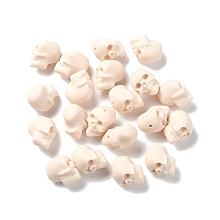 Honeyhandy Halloween Silicone Focal Beads, Skull, Cornsilk, 21x16x20mm, Hole: 2.5mm