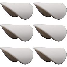 GORGECRAFT 6PCS White Self-Stick Instant Cabinet Handle Pulls Drawer Pull Helper Cabinet Knobs Without Drilling Semi-Circular Vanity Handles for Glass Windows Wardrobes Peel Stick Knob Drill Free