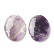 Honeyhandy Natural Amethyst Worry Stone for Anxiety Therapy, Oval Thumb Stone, 45x34~35x7~8.5mm