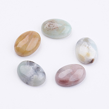 Honeyhandy Natural Flower Amazonite Cabochons, Oval, 18x13x6mm