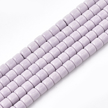 Honeyhandy Natural Agate Beads Strands, Dyed, Column, Lilac, 4x3.5~4mm, Hole: 1mm, 108pcs/strand, 15.7 inch