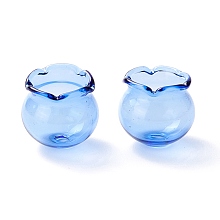 Honeyhandy Handmade Blown Glass Flower Beads, Campanula Medium L, Cornflower Blue, 15x16mm, Hole: 2.7mm