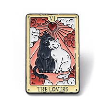 Honeyhandy Valentine'S Day Cartoon Creative Cute Black-And-White Cat The Lovers Tarot Card Enamel Pins, Black Alloy Badge, Cat Shape, 30x20x1mm