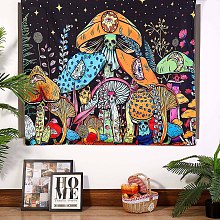 Honeyhandy Black Light Mushroom Eyeball Wall Tapestry, Vibrant Fantasy Plant Tapestry, for Party Wall, Bedroom, Living Room, Colorful, 51.2"x59.1"(150x130cm)