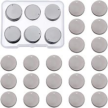 BENECREAT 30 Pack 17mm Brass Stamping Blank Round Tag Charms Links Connectors with Hole and Storage Box for Necklace Bracelet Dog Tags Making, Gunmetal