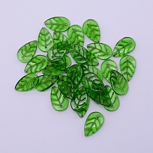 Honeyhandy Handmade Czech Lampwork Beads, Leaf, Lime Green, 18x11x3mm, Hole: 1mm