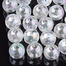 Honeyhandy Transparent Acrylic Beads, AB Color, Round, Clear AB, 8x7.5mm, Hole: 2.5mm, about 2170pcs/500g