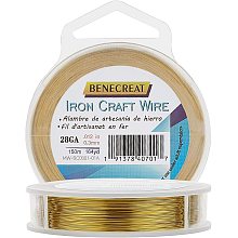 BENECREAT 328FT 26 Gauge Tarnish Resistant Golden Iron Crafting Wire for Jewelry Beading Project, DIY Frame Arts and Crafting Making, 0.4mm