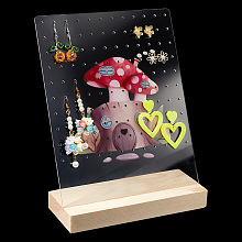 PandaHall Elite 120 Holes Earring Holder Stand, Clear Mushroom Earrings Organizer Display Pegboards with Wood Bases Stud Earring Stand Organizer Jewelry Showcase Racks for Show, 7.13x7.87x10.24 Inch