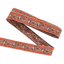 FINGERINSPIRE 10.9 Yard 0.9 inch Orange Red Vintage Jacquard Ribbon Damask Flower Leaves Pattern Embroidery Woven Trim Ethnic Polyester Ribbons Retro Fabric Trim for Sewing Craft, Gift Wrapping