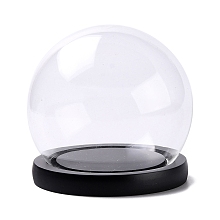 Arricraft High Borosilicate Glass Cloche Globe Display Dome, with Wooden Base, Black, Finished Product: 12x11.4cm