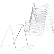 FINGERINSPIRE 10pcs Transparent Acrylic Book Display Stands, Clear N/C Shape Acrylic Flat Back Display Easel Picture Album Brochure Holder for Displaying Organizer Books (4.3x4.1x1.5 Inch)