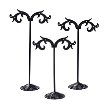 Honeyhandy T Bar Iron Earring Displays Sets, Jewelry Display Rack, Jewelry Tree Stand, Gunmetal, 7.2x3.5x10.5~14cm, Hole: 1.2mm, 3pcs/set