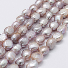 Honeyhandy Grade AA Natural Cultured Freshwater Pearl Beads Strands, Two Sides Polished, Sienna, 6~8x5.5~6.5mm, Hole: 0.6mm, about 42~45pcs/strand, 14.37 inch(36.5cm)