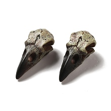 Honeyhandy Crow Raven Bird Skull Resin Home Display Decoration, Black, 40x18x17mm, Hole: 3mm