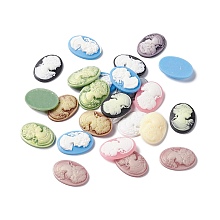 Honeyhandy Cameos Opaque Resin Cabochons, Oval with Women, Mixed Color, 25x18x4.5mm