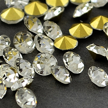 Honeyhandy Glass Pointed Back Rhinestone, Back Plated, Diamond, Crystal, 8~8.3mm, about 144pcs/gross