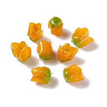 Tulip Opaque Acrylic Beads, for DIY Jewelry Making, Orange, 15x13x10mm, Hole: 0.6mm