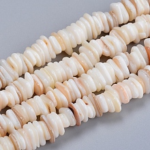 Honeyhandy Natural Freshwater Shell Beads Strands, Shell Shards, Chip, White, 6~10x5~7x1.5~2.5mm, Hole: 1.2mm, about 190pcs/strand, 15.75 inch(40cm)