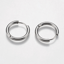 Honeyhandy Tarnish Resistant 304 Stainless Steel Huggie Hoop Earring Findings, Stainless Steel Color, 18x19x2.5mm, 10 Gauge, Pin: 0.9mm