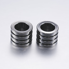 Honeyhandy 304 Stainless Steel Beads, Column, Grooved Beads, Gunmetal, 10x8mm, Hole: 6.5mm