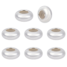 BENECREAT 8Pcs 925 Sterling Silver Spacer Beads, with Silica Gel, Flat Round, Silver, 6.2x3mm, Hole: 1.2mm