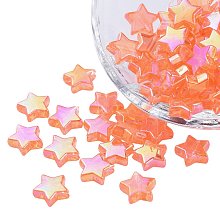 Honeyhandy Eco-Friendly Transparent Acrylic Beads, Star, AB Color, Orange, 10x4mm, Hole: 1.5mm, about 100pcs/bag