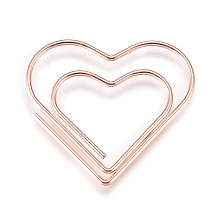 Honeyhandy Heart Shape Iron Paperclips, Cute Paper Clips, Funny Bookmark Marking Clips, Rose Gold, 27x29.5x1mm