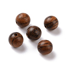 Honeyhandy Round Tiger Skin Sandalwood Beads, Undyed, Coconut Brown, 8mm, Hole: 1.5mm