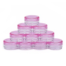 Honeyhandy 3G Plastic Empty Portable Facial Cream Jar, Refillable Cosmetic Containers, with Screw Lid, Deep Pink, 2.9x1.6cm, Capacity: 3g