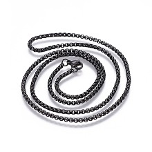 Honeyhandy 304 Stainless Steel Box Chain Necklaces, Gunmetal, 23.62 inch(60cm), 2.5mm