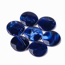 Honeyhandy Acrylic Beads, Imitation Gemstone Style, Flat Round, Dark Blue, 32x6mm, Hole: 1.6mm