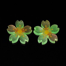 Honeyhandy Luminous Resin Cabochons, 5-Petal Flower/Sakura, Pink, 26x5mm