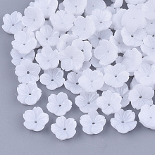 ARRICRAFT Opaque Resin Bead Caps, 5-Petal, Flower, White, 10x10.5x3.5mm, Hole: 1mm