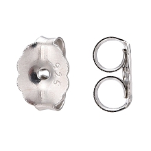 Honeyhandy Sterling Silver Ear Nuts, Platinum, 5x6x3mm, Hole: 0.7mm