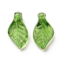 Honeyhandy Transparent Acrylic Charms, for Earrings Accessories, Leaf Charms, Green, 9.7x5.5x3.6mm, Hole: 1.2mm