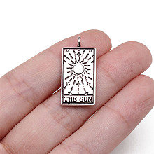 Honeyhandy Tibetan Style Alloy Pendants, Rectangle with Tarot Pattern, The Sun XIX, 2.6x1.3cm