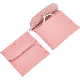 NBEADS 2 Pcs PU Leather Jewelry Pouch, 2.38x2.28x0.43 Inch Rectangle PU Leather Ring Bag Portable Jewelry Storage Pouches for Earrings Necklace Packaging, Pink