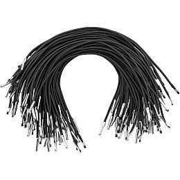 SUPERFINDINGS 100Pcs Black Elastic Barbed Cord with Metal Ends Elastic Cord with Barbs Elastic Barbed Cord Stretch Loop Band with Metal Barbs Fastener for Notebook Party Hat Mask 9.25inch