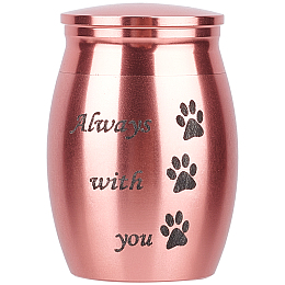 CREATCABIN Small Pet Urns Always With You Memorial Ashes Holder Mini Paws Engraved Urns Metal Cremation Keepsake Stainless Steel Urns for Pet Dog Cat Bird Rabbit 1.18 x 1.57 Inch Pink