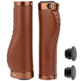 GORGECRAFT MTB Road Cycling Bicycle Handlebar Cover Grips, PU Leather Bike Accessories, Handle Grip Lock Bar, Brown, Handlebar: 137.5x45.5x32mm, Inner Diameter: 22mm, Dust Plug Sleeve: 27.5x17mm